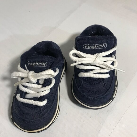 Reebok Toddler Shoes Navy Blue Size 2 With White Laces Comfortable & Durable - Picture 7 of 12